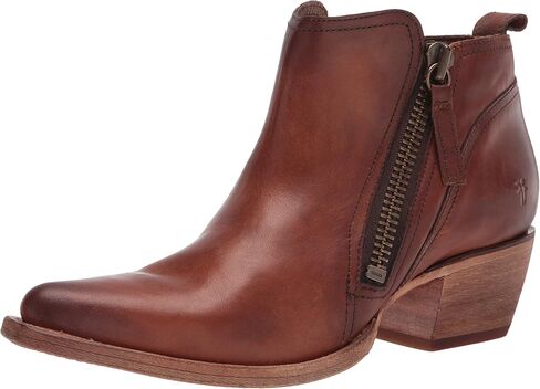 Frye Sacha Moto Short Booties for Women Featuring Dual Side-Zipper Closure with Goodyear Welt Construction, Leather Liner, and Leather Outsole – 1 ¾" Shaft Height in Saudi Arabia
