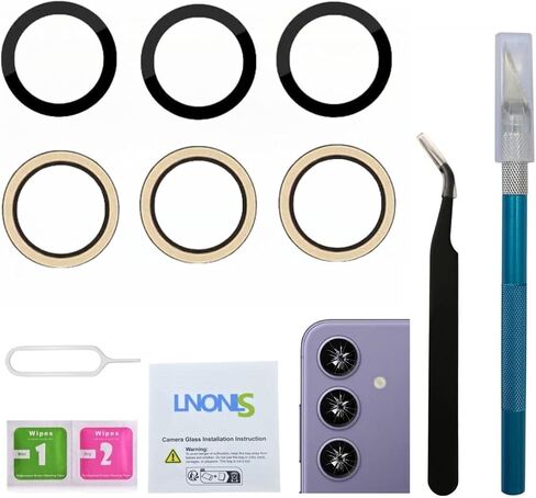 3 Pcs OEM Galaxy S24 5G Back Rear Camera Glass Lens Replacement for Samsung Galaxy S24 Plus S24+ Plus Back Camera Glass with Adhesive Preinstalled and Repair Toolkit in Saudi Arabia