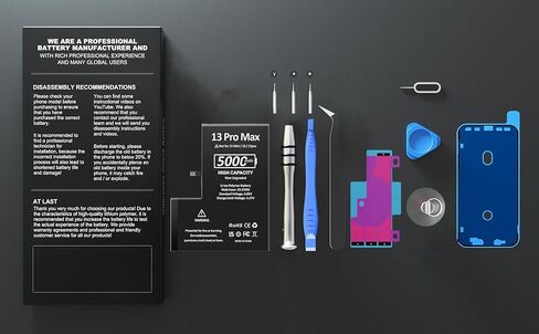 بطارية SHENMZ بقدرة 5000 مللي أمبير في الساعة لهاتف iPhone 13 pro max 2024 سعة جديدة 0 دورة استبدال البطارية لهاتف iPhone 13 pro max موديل A2645 A2644 A2643 A2641 A2484 مع مجموعة أدوات بديلة in Kuwait