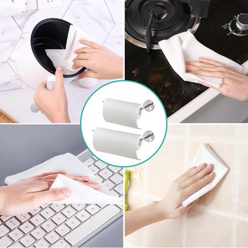 TONLEA Paper Towels 4 Rolls 200 Sheets, Washable and Reusable Paper Towels Rolls for Kitchen and Daily Use, Safe PP- Wood Pulp Cloth Material in Saudi Arabia