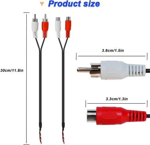 Dual RCA Male to Bare Wire & Dual RCA Female to Bare Wire, Speaker Wire Open End Pigtail Audio Video RCA Cable for Amplifier Receiver Speakers (10 Pack) in Saudi Arabia