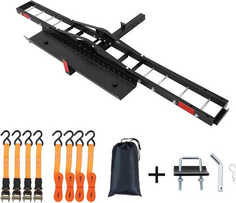 Motorcycle Carrier Hitch Mount 500 LBS,Steel Dirt Bike Hitch Hauler with Tie-Down Straps & Hitch Tightener,Dirtbike Hitch Carrier for Truck,SUV, Car,Hitch Receiver for Tires Up to 5.5" W,2" Receiver, in Saudi Arabia