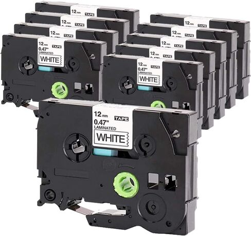 10x Label Tape Compatible with Brother TZe-231 Tze 12 mm 0.47 Laminated White Tze Label Tape for P-Touch PT-H100R PT-H105 PT-H100LB PT320 in Saudi Arabia
