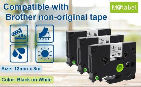 10x Label Tape Compatible with Brother TZe-231 Tze 12 mm 0.47 Laminated White Tze Label Tape for P-Touch PT-H100R PT-H105 PT-H100LB PT320 in Saudi Arabia