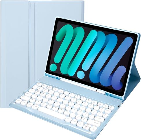 حافظة لوحة مفاتيح نحيفة بألوان كاندي متوافقة مع جهاز iPad Mini مع حامل قلم S وغطاء حامل متعدد الزوايا ولوحة مفاتيح لاسلكية قابلة للفصل (أزرق فاتح، iPad Mini 2 3 4 5 (7.9 بوصة)) in Saudi Arabia