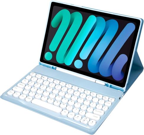 حافظة لوحة مفاتيح نحيفة بألوان كاندي متوافقة مع جهاز iPad Mini مع حامل قلم S وغطاء حامل متعدد الزوايا ولوحة مفاتيح لاسلكية قابلة للفصل (أزرق فاتح، iPad Mini 2 3 4 5 (7.9 بوصة)) in Saudi Arabia