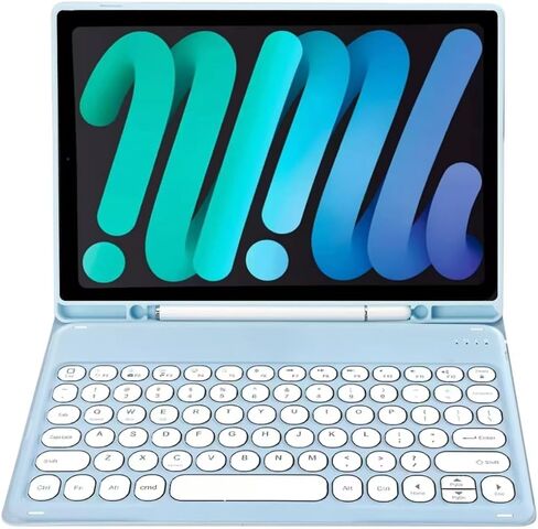حافظة لوحة مفاتيح نحيفة بألوان كاندي متوافقة مع جهاز iPad Mini مع حامل قلم S وغطاء حامل متعدد الزوايا ولوحة مفاتيح لاسلكية قابلة للفصل (أزرق فاتح، iPad Mini 2 3 4 5 (7.9 بوصة)) in Saudi Arabia