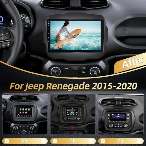 EKAT [2+64G] for Jeep Renegade 2015-2020 Android Car Radio with Wireless Carplay and Android Auto - 9 Inch Touch Screen Radio with EQ DSP, GPS, WiFi, SWC + AHD Rear View Camera in Saudi Arabia