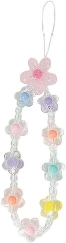 Tenghong2021 زهرة ملونة ديزي شفافة مطرز الهاتف سحر Y2K لطيف حزام الهاتف الوردي الأصفر الأخضر ديزي الحبل مجوهرات سحر المفاتيح للنساء فتاة الهدايا in Kuwait