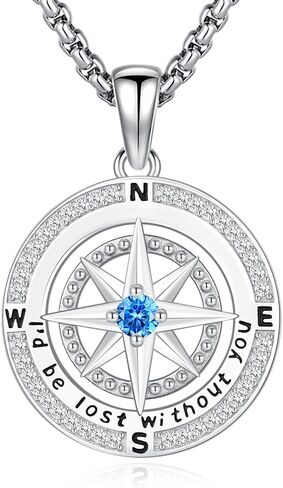 Compass Necklace for Women Graduation Sterling Silver Cubic Zirconia Compass Pendant Necklace Rose Gold Compass Jewelry Graduation Gift for Her Jewelry in Saudi Arabia