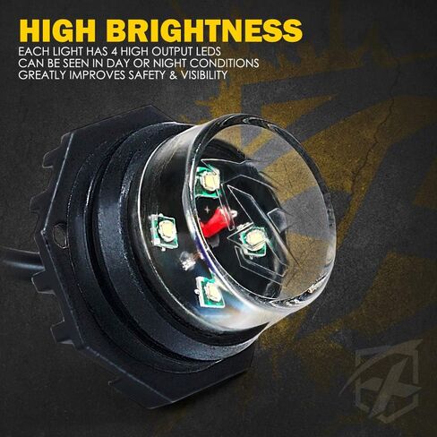 Xprite White LED Hideaway Emergency Strobe Lights Kit, 20 Flashing Modes w/Controller Headlights Taillights Fog Light Mounting, Hazard Warning Caution Light for 12V Vehicles Pickup Trucks Vans 8 PCS in Saudi Arabia