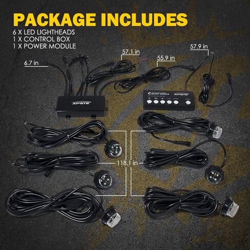 Xprite White LED Hideaway Emergency Strobe Lights Kit, 20 Flashing Modes w/Controller Headlights Taillights Fog Light Mounting, Hazard Warning Caution Light for 12V Vehicles Pickup Trucks Vans 8 PCS in Saudi Arabia