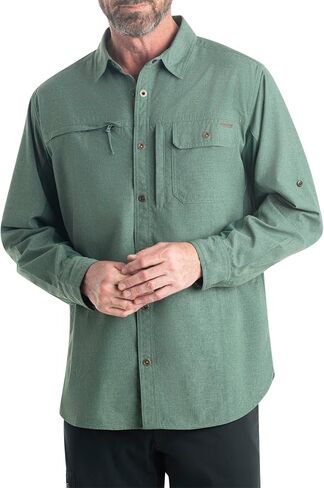 قميص صيد السمك ذو الذيل الأبيض الأسطوري للرجال قابل للتحويل وممتص للرطوبة وأكمام طويلة in Kuwait