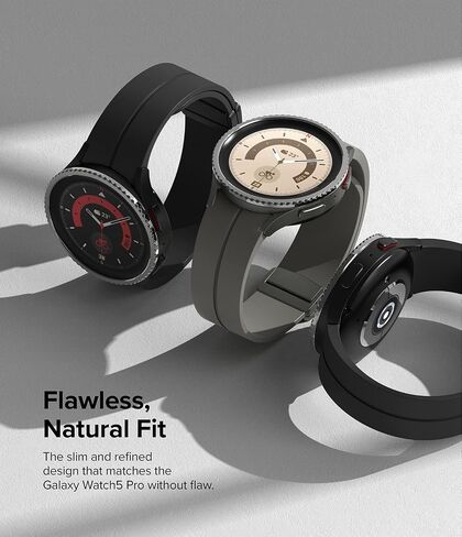 تصميم Ringke Bezel [إطار أنيق من الفولاذ المقاوم للصدأ] متوافق مع حافظة Samsung Galaxy Watch 5 Pro، غطاء لاصق واقٍ مضاد للخدش - 45-01 (ST) فضي in Saudi Arabia