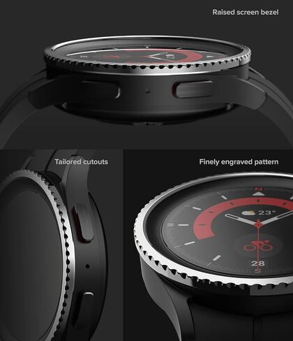 تصميم Ringke Bezel [إطار أنيق من الفولاذ المقاوم للصدأ] متوافق مع حافظة Samsung Galaxy Watch 5 Pro، غطاء لاصق واقٍ مضاد للخدش - 45-01 (ST) فضي in Saudi Arabia