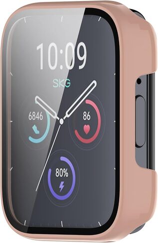 E ECSEM Hard PC Case with Tempered Glass Screen Protector intended for SKG V9, Ultra-Thin Scratch Resistant Cover for SKG V9 Smartwatch Accessories in Saudi Arabia