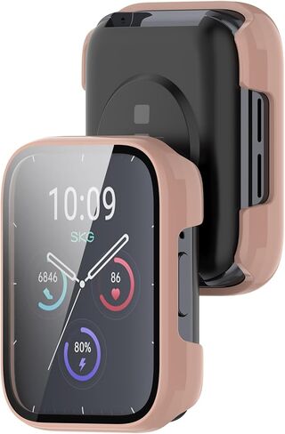 E ECSEM Hard PC Case with Tempered Glass Screen Protector intended for SKG V9, Ultra-Thin Scratch Resistant Cover for SKG V9 Smartwatch Accessories in Saudi Arabia