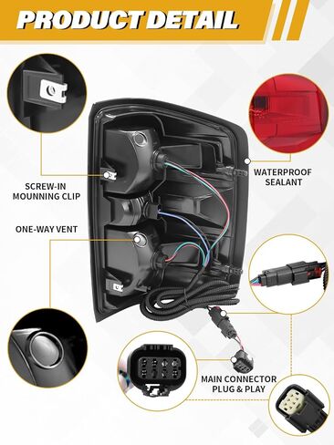 Tail Light Assembly Compatible with Chevrolet Silverado 1500 2500HD 3500HD 2014-2018, GMC Sierra 3500HD 2015-2018, Brake Rear Lamp Includes Bulbs and Harness, Left Driver Side in Saudi Arabia
