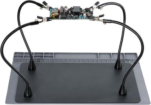 tomlov sh01 محطة لحام الأيدي المساعدة، أداة لحام يدوية ثالثة مرنة مع حصيرة لحام مغناطيسية مقاس 15.8 × 11.8 بوصة للإصلاح الإلكتروني، قاعدة حديد كبيرة وشديدة التحمل، مجوهرات لحام in Kuwait