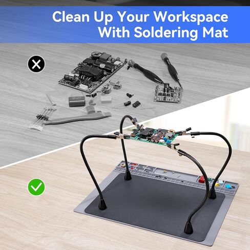 tomlov sh01 محطة لحام الأيدي المساعدة، أداة لحام يدوية ثالثة مرنة مع حصيرة لحام مغناطيسية مقاس 15.8 × 11.8 بوصة للإصلاح الإلكتروني، قاعدة حديد كبيرة وشديدة التحمل، مجوهرات لحام in Kuwait