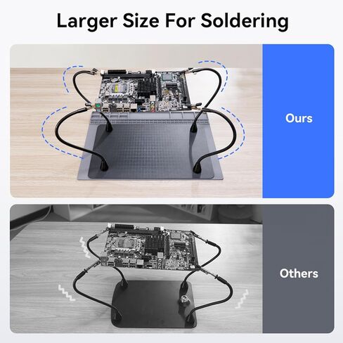 tomlov sh01 محطة لحام الأيدي المساعدة، أداة لحام يدوية ثالثة مرنة مع حصيرة لحام مغناطيسية مقاس 15.8 × 11.8 بوصة للإصلاح الإلكتروني، قاعدة حديد كبيرة وشديدة التحمل، مجوهرات لحام in Kuwait