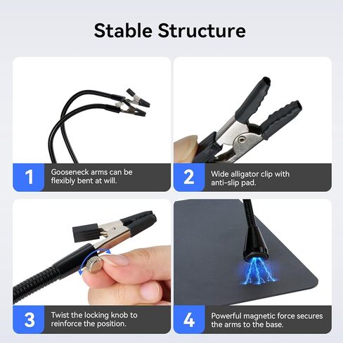 tomlov sh01 محطة لحام الأيدي المساعدة، أداة لحام يدوية ثالثة مرنة مع حصيرة لحام مغناطيسية مقاس 15.8 × 11.8 بوصة للإصلاح الإلكتروني، قاعدة حديد كبيرة وشديدة التحمل، مجوهرات لحام in Kuwait