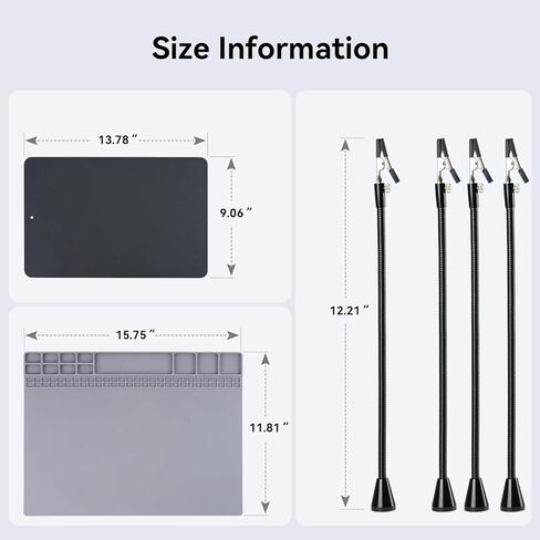 tomlov sh01 محطة لحام الأيدي المساعدة، أداة لحام يدوية ثالثة مرنة مع حصيرة لحام مغناطيسية مقاس 15.8 × 11.8 بوصة للإصلاح الإلكتروني، قاعدة حديد كبيرة وشديدة التحمل، مجوهرات لحام in Kuwait