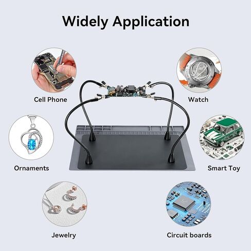 tomlov sh01 محطة لحام الأيدي المساعدة، أداة لحام يدوية ثالثة مرنة مع حصيرة لحام مغناطيسية مقاس 15.8 × 11.8 بوصة للإصلاح الإلكتروني، قاعدة حديد كبيرة وشديدة التحمل، مجوهرات لحام in Kuwait