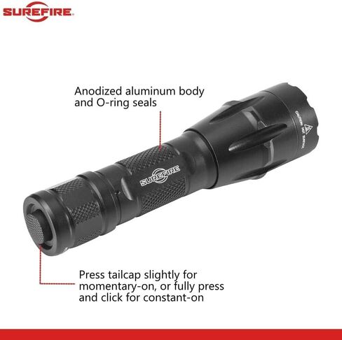 Sure Fire Fury DFT 1500 Lumen كشاف LED تكتيكي أحادي الإخراج حزمة سوداء مع 4 بطاريات 123A إضافية وحالة بطارية Lightjunction in Kuwait