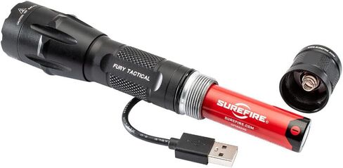 Sure Fire Fury DFT 1500 Lumen كشاف LED تكتيكي أحادي الإخراج حزمة سوداء مع 4 بطاريات 123A إضافية وحالة بطارية Lightjunction in Kuwait