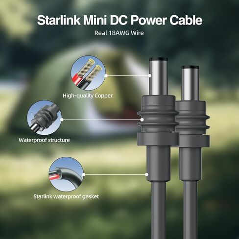 Starlink Mini DC Power Cable, Starlink Cable for Starlink Mini 6.6FT/2M, Starlink Mini DC to DC Power Charging Cable Extension Replacement Cable Cord Waterproof Outdoor in Kuwait