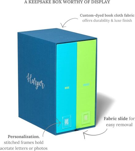 Savor | Personalized Deluxe School Years Keepsake Box | Customizable Fabric Bound Acid-Free Childhood Memory Organizer with Labels for Birthday, Graduation, Mitzvah, Mother’s Day, and Baby Shower in Saudi Arabia