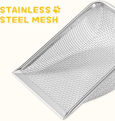 مغرفة فضلات القطط، مجرفة شبكية بمقبض قابل للفصل، مجرفة زاوية قوية لتنظيف فضلات الفضلات، مجرفة فضلات شبكية من الفولاذ المقاوم للصدأ، سهلة التنظيف لنفايات رمل تررم الزواحف (وردي) in Kuwait