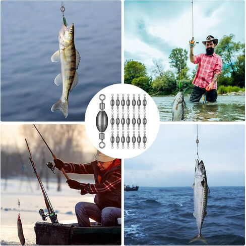 20 Pcs Brass Fishing Sinker Swivel Fishing Weights Saltwater Bullet Sinkers Drop Shot Fishing Weight Egg Sinkers with Swivel Rolling Removable Freshwater in Saudi Arabia