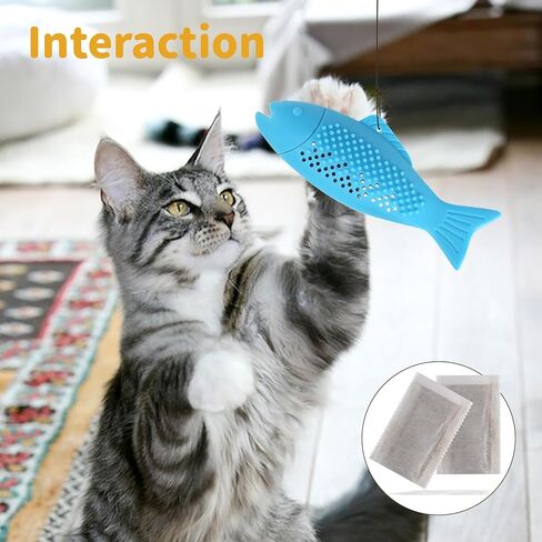Interactive Fish Shape Cat Toothbrush Teething Toy with Catnip,Silicon Fish Cat Dental Chews Toy,Effective Dental Care and Playful Distraction for Kittens and Cats (Green) in Kuwait