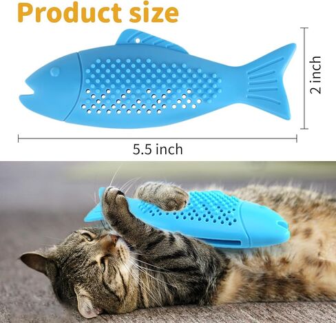 Interactive Fish Shape Cat Toothbrush Teething Toy with Catnip,Silicon Fish Cat Dental Chews Toy,Effective Dental Care and Playful Distraction for Kittens and Cats (Green) in Kuwait