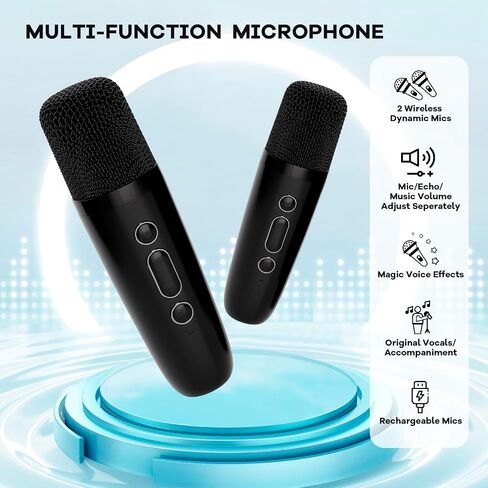 Kids Karaoke Machine, Portable Bluetooth Speaker with Wireless Microphone, Christmas Kids Toys Gifts for Girls 4, 5, 6, 7, 8, 9, 10 +Year Old in Saudi Arabia