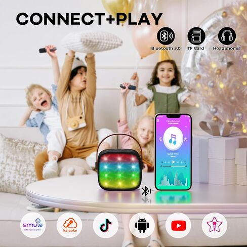 Kids Karaoke Machine, Portable Bluetooth Speaker with Wireless Microphone, Christmas Kids Toys Gifts for Girls 4, 5, 6, 7, 8, 9, 10 +Year Old in Saudi Arabia