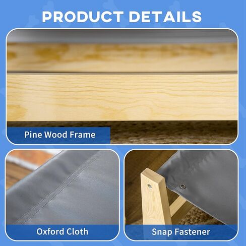 سرير PawHut للحيوانات الأليفة المرتفعة بإطار خشبي للكلاب مع وسادة قابلة للغسل للكلاب الصغيرة والمتوسطة الحجم في الداخل والخارج، مقاس 35.5 بوصة × 20 بوصة × 11 بوصة in Kuwait