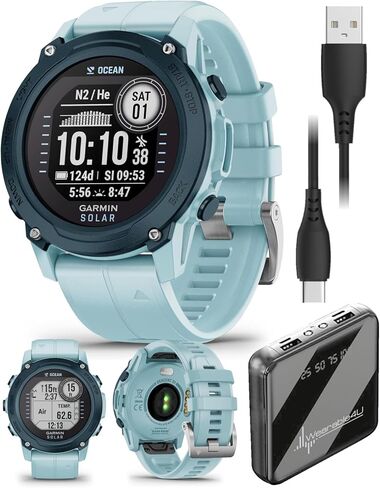 جهاز كمبيوتر للغوص بالطاقة الشمسية وساعة ذكية من Wearable4U Garmin Descent G1، إصدار Ocean، مصنوع من حزمة من البلاستيك المعاد تدويره in Kuwait