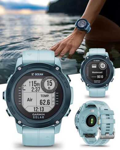 جهاز كمبيوتر للغوص بالطاقة الشمسية وساعة ذكية من Wearable4U Garmin Descent G1، إصدار Ocean، مصنوع من حزمة من البلاستيك المعاد تدويره in Kuwait