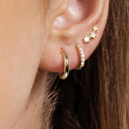 Gold Hoop Earrings Set for Women Trendy: Lightweight 14K Gold Plated Hypoallergenic Earrings Dainty Small Polished Twisted Huggie Earrings for Women Jewelry Gifts in Kuwait
