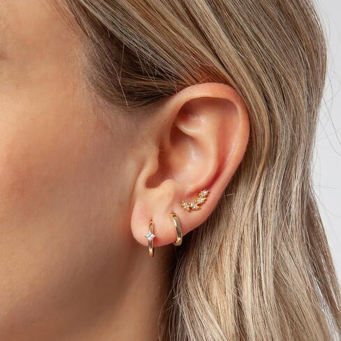 Gold Hoop Earrings Set for Women Trendy: Lightweight 14K Gold Plated Hypoallergenic Earrings Dainty Small Polished Twisted Huggie Earrings for Women Jewelry Gifts in Kuwait