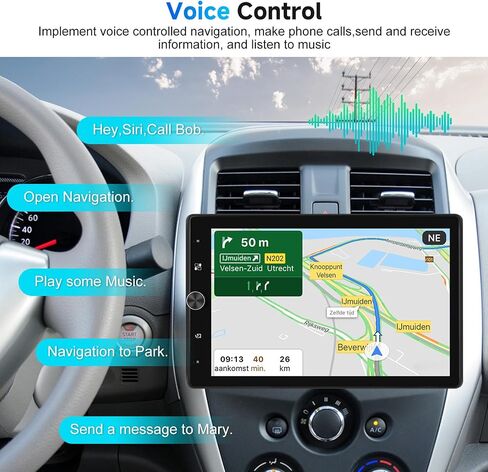 10.4 inch Single Din Radio Car Stereo with Wireless CarPlay Android Auto, Rotatable Touch Screen Head Unit with Bluetooth/Mirror Link/16-Band EQ Audio/SWC/FM/USB/TF/AUX Backup Camera in Saudi Arabia