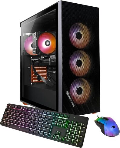 كمبيوتر سطح المكتب iBUYPOWER Scale Orange Gaming PC (AMD Ryzen 5 7600 CPU، NVIDIA GeForce RTX 4060 Ti 8GB GPU، 16GB DDR5 Non-RGB 5200MHz RAM (8x2)، 1 تيرابايت NVMe SSD، WiFi جاهز، Windows 11 Home)-SCA5N46T01 in Saudi Arabia