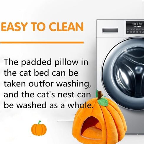 Cat Beds for Indoor Cats, Pumpkin Cat House,Cute Pumpkin Shape Cat Cave Bed Cat Tent with Removable Cushion, Warm Cave Nest Sleeping Bed Puppy House for Cats Small Dogs (Orange, 22 in) in Saudi Arabia