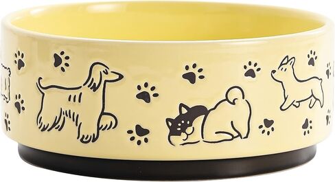 Bico Cute Dog Face Pink Ceramic 26oz Pet Bowl, for Medium Size Dog, Puppy, Durable and Dishwasher Safe Stoneware in Kuwait