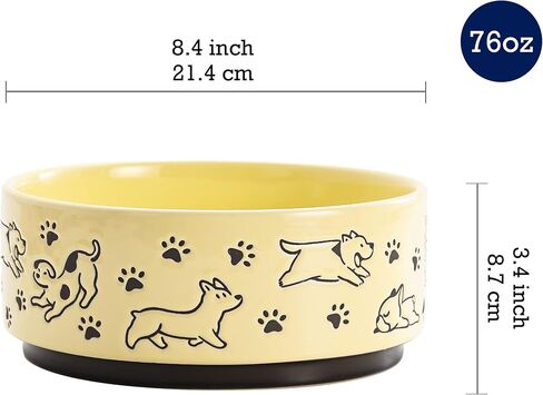 Bico Cute Dog Face Pink Ceramic 26oz Pet Bowl, for Medium Size Dog, Puppy, Durable and Dishwasher Safe Stoneware in Kuwait