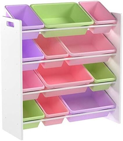 Honey-Can-Do Kids Toy Storage Organizer with 12 Plastic Bins, Grey SRT-06475 Grey in Kuwait