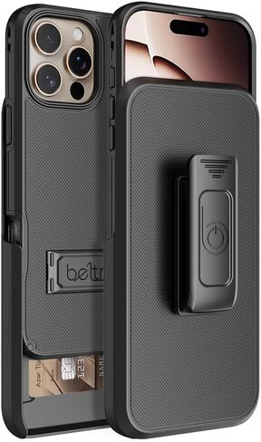 مجموعة حافظة BELTRON لهاتف iPhone 16 Pro، حافظة حماية رفيعة لكامل الجسم ومشبك حزام دوار 3 في 1 مع مسند وحامل بطاقات (متوافق مع MagSafe) in Kuwait